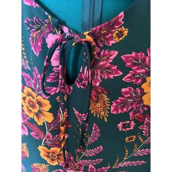 Everly High Low Floral Dress / Size small / dark green - Picture 3 of 8